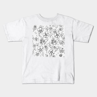 Black and White Buttercup Flowers Kids T-Shirt